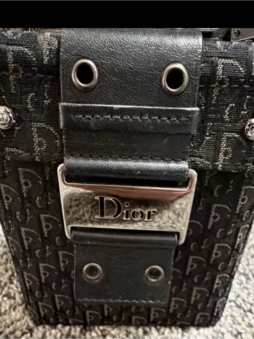 Dior Black Monogram Mini Case with Silver Hardware